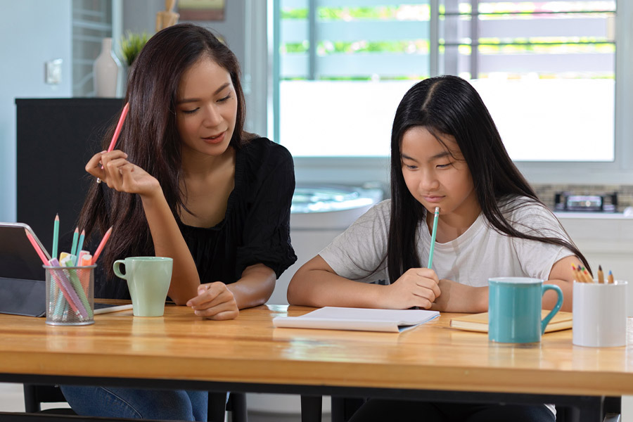 student and tutor together at a desk in Sugarland