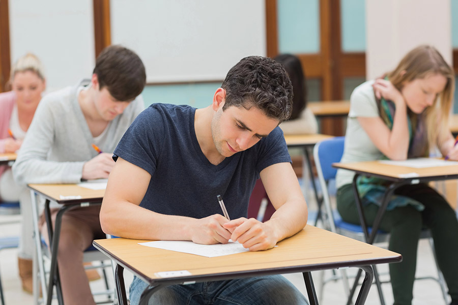 Students taking a test in a classroom in Sugarland